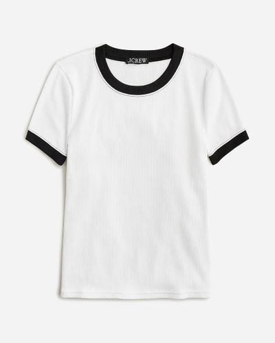 J.Crew Vintage Rib Shrunken T-Shirt With Contrast Trim - White