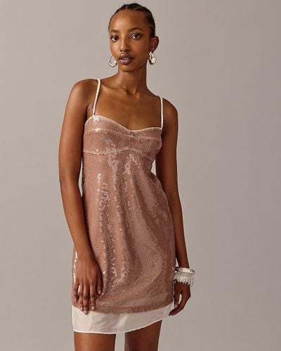 J.Crew Limited-Edition Anna October X Layered Sequin Slip Dress - Brown