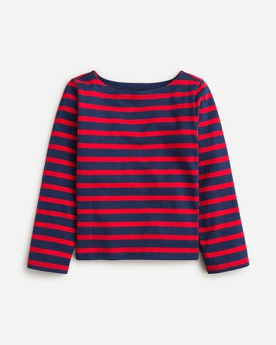 J.Crew Classic Mariner Cloth Boatneck T-shirt In Stripe - Red