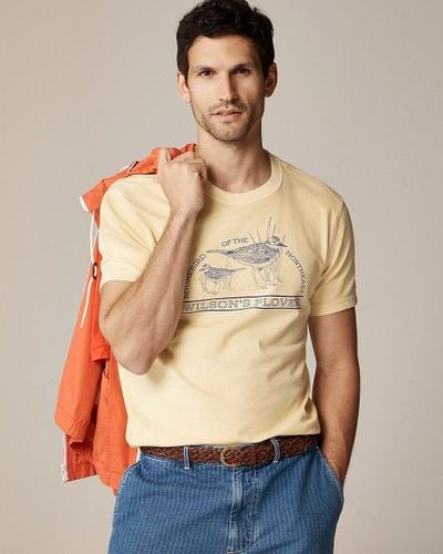 J.Crew Vintage-Wash Cotton Graphic T-Shirt - Natural