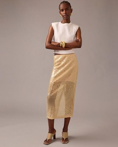 J.Crew Collection Layered Sequin Midi Skirt - Natural