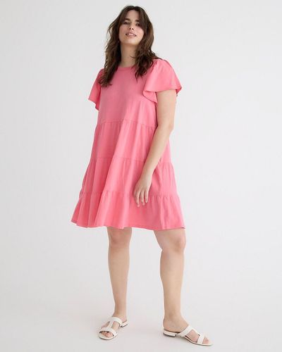 J.Crew Knit Broken-In Jersey Tiered Mini Dress - Pink