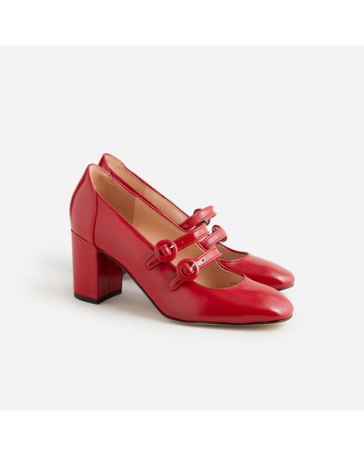 J.Crew Maisie Double-strap Heels In Italian Spazzolato Leather - Red