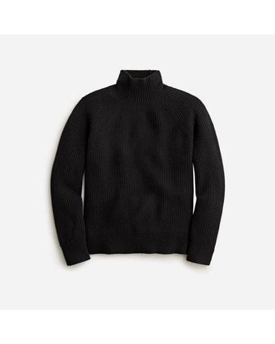 J.Crew Ribbed Cashmere Turtleneck Sweater - Black