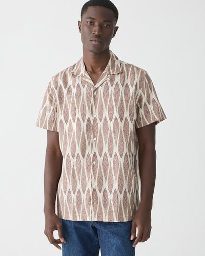 J.Crew Short-Sleeve Slub Cotton-Linen Blend Camp-Collar Shirt - Natural