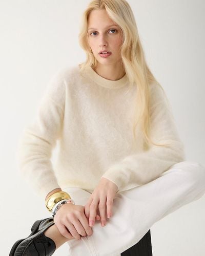 J.Crew Brushed Cashmere Relaxed Crewneck Sweater - Natural