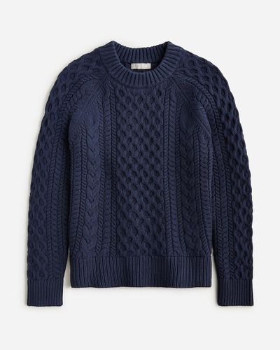 J.Crew Cable-Knit Crewneck Sweater - Blue