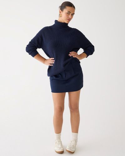 J.Crew Cotton-Blend Ribbed Turtleneck Sweater - Blue