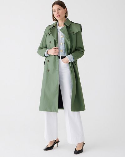 J.Crew Petite Double-Breasted Trench Coat - Green