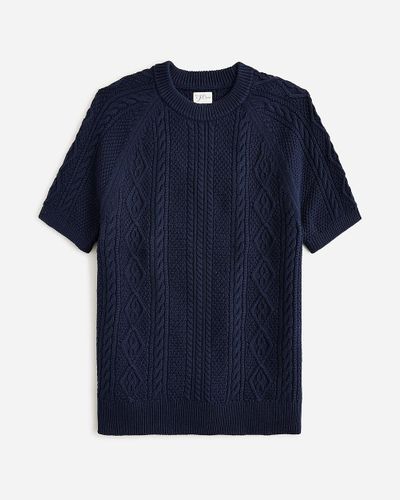 J.Crew Short-Sleeve Cotton Cable-Knit Sweater - Blue