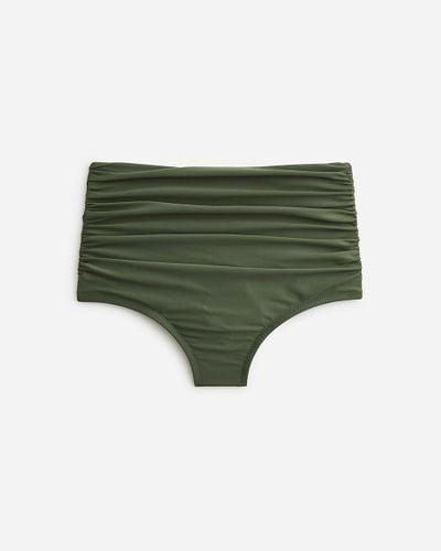 J.Crew Ruched High-rise Bikini Bottom In Pansy Floral - Green
