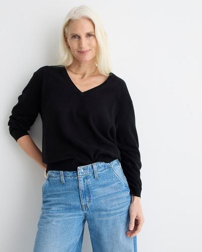 J.Crew Cashmere Relaxed V-Neck Sweater - Black