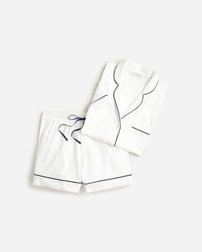 J.Crew Short-sleeve Pajama Short Set In Stripe Dreamy Cotton Blend - White