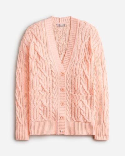 J.Crew Cable-Knit Cardigan Sweater - Pink