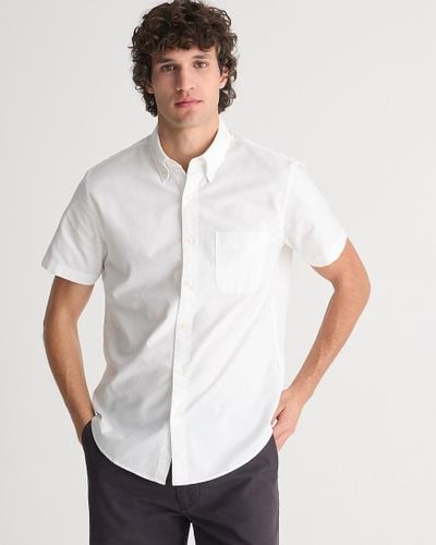J.Crew Slim Short-Sleeve Broken-In Organic Cotton Oxford Shirt - White