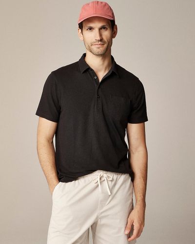 J.Crew Tall Hemp-Organic Cotton Blend Polo Shirt - Black