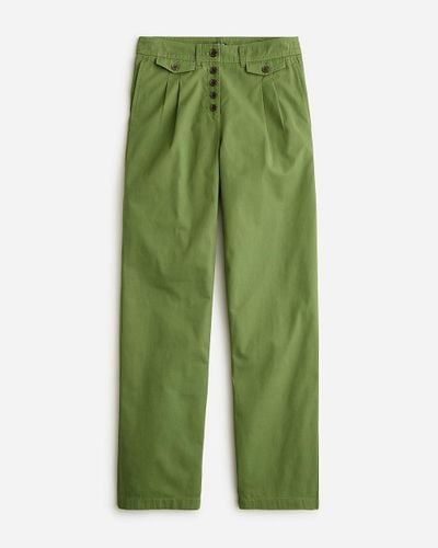 J.Crew Pleated Button-Front Pant - Green