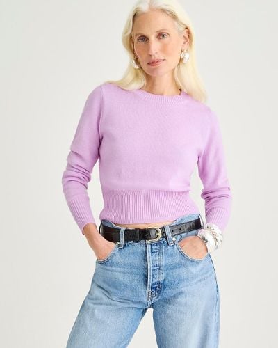 J.Crew Cashmere Shrunken Crewneck Sweater - Purple