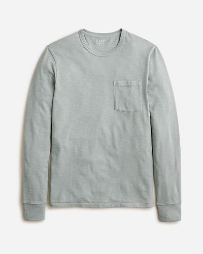 J.Crew Garment-Dyed Slub Cotton Long-Sleeve T-Shirt - Blue