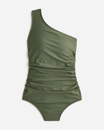 J.Crew Sleek Ruched One-Shoulder One-Piece Swimsuit - Green