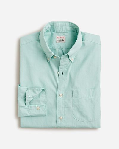 J.Crew Tall Secret Wash Cotton Poplin Shirt - Green
