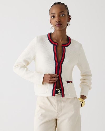 J.Crew Emilie Sweater Lady Jacket With Contrast Trim - White