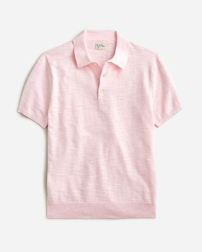 J.Crew Short-Sleeve Cotton-Blend Sweater-Polo - Pink