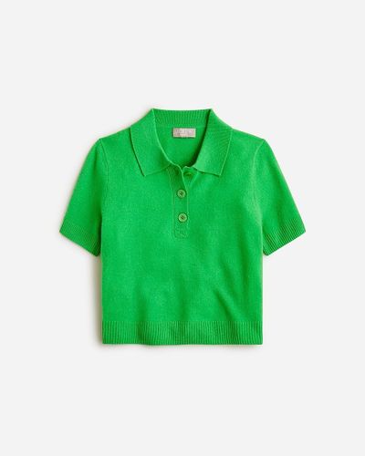 J.Crew Cashmere Cropped Sweater-Polo - Green