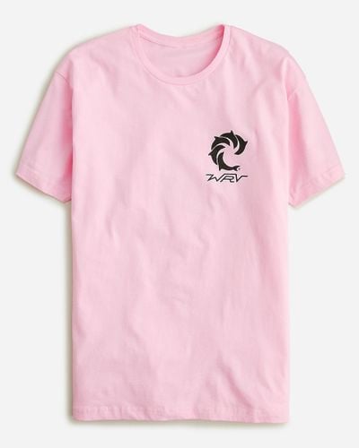 J.Crew Wave Riding Vehicles Narly Surf Dogs Graphic T-Shirt - Pink