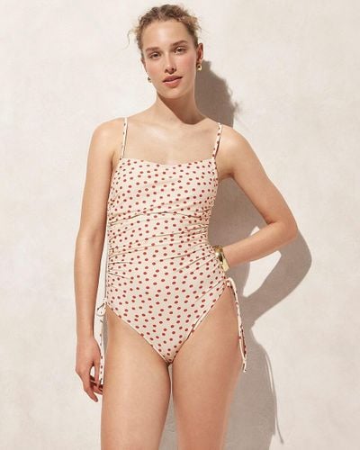 J.Crew Ruched Squareneck One-Piece Swimsuit - Brown