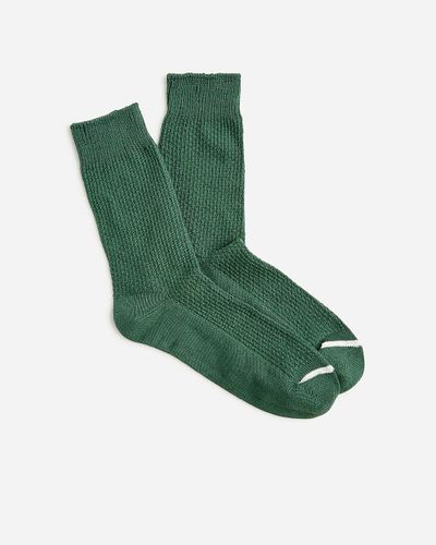 J.Crew Cotton-Blend Basket-Weave Socks - Green