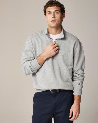 J.Crew Relaxed-Fit Lightweight French Terry Quarter-Zip Sweatshirt - Gray