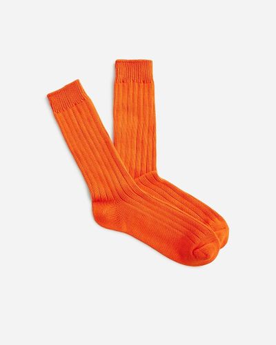J.Crew Ribbed Cotton-Blend Socks - Orange