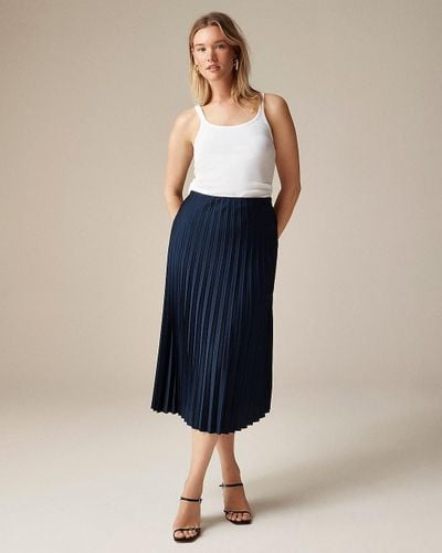 J.Crew Gwyneth Pleated Slip Skirt - Blue