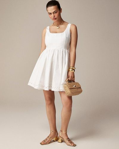 J.Crew Fit-And-Flare Mini Dress With Rickrack Trim - Natural