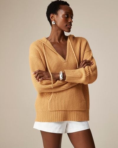 J.Crew Cashmere Thick-Knit Hoodie - Natural