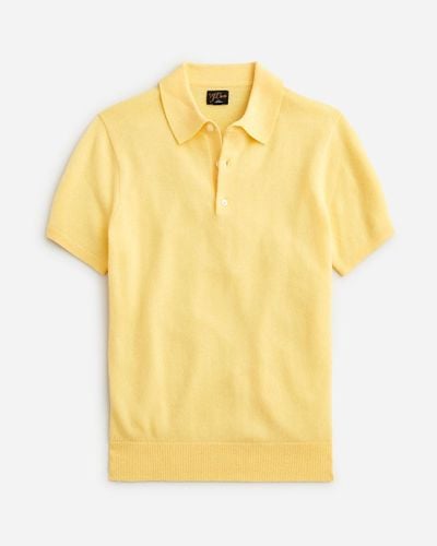 J.Crew Cashmere Short-Sleeve Sweater-Polo - Yellow