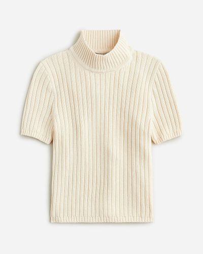 J.Crew Cotton-Blend Short-Sleeve Turtleneck Sweater - Natural