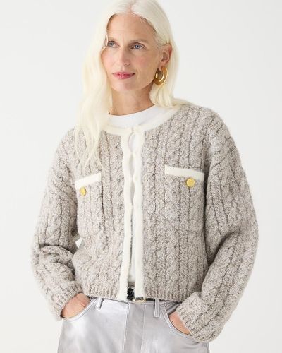 J.Crew Cable-Knit Sweater Lady Jacket - Gray