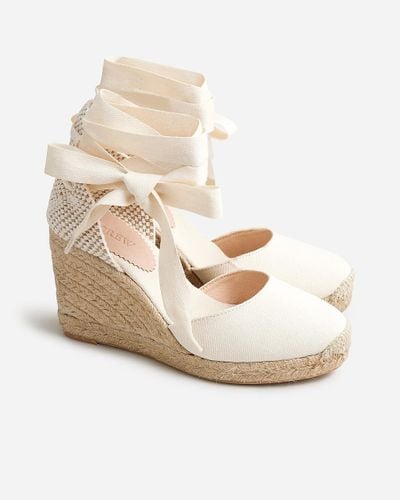 J.Crew Made-In-Spain Lace-Up High-Heel Espadrilles - Natural