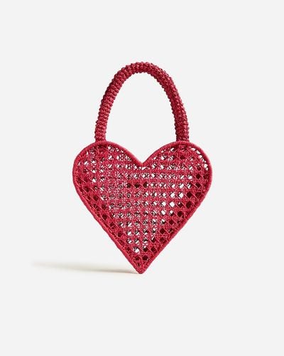 J.Crew Small Heart Straw Bag - Red