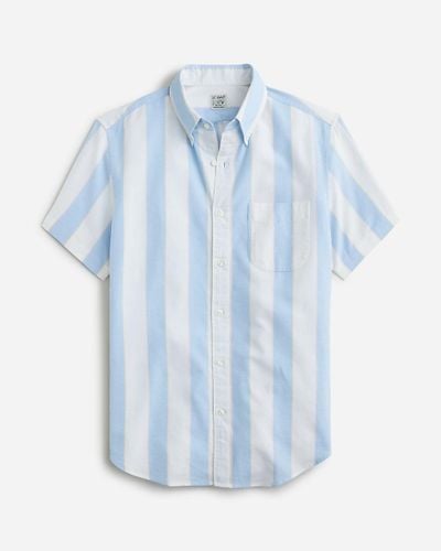 J.Crew Slim Short-Sleeve Broken-In Organic Cotton Oxford Shirt - Blue