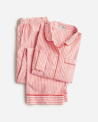J.Crew Long-Sleeve Cropped Pajama Pant Set - Pink