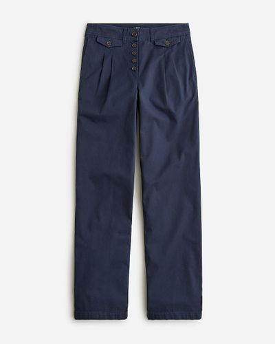 J.Crew Pleated Button-Front Pant - Blue