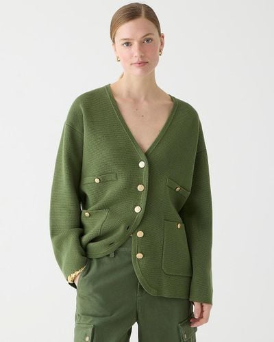 J.Crew Long V-Neck Sweater Blazer - Green