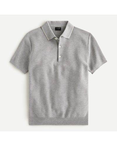 J.Crew Cotton-silk Short-sleeve Polo Sweater - Gray