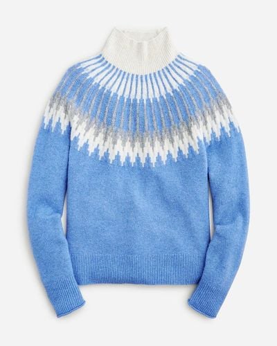 J.Crew Fair Isle Turtleneck Sweater - Blue