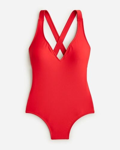 J.Crew High-Support Cross-Back One-Piece - Red