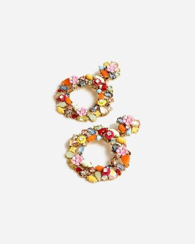 J.Crew Colorful Floral Hoop Earrings - Multicolor