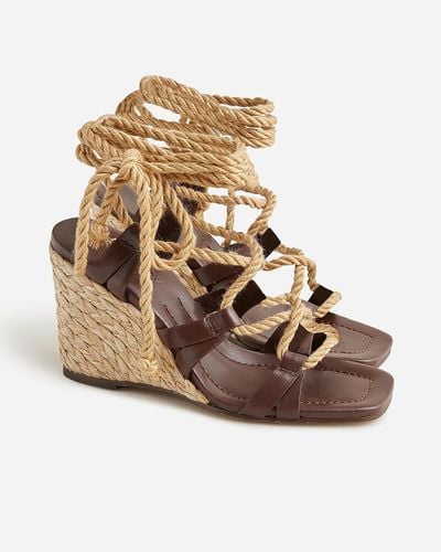 J.Crew Made-In-Spain Rope Lace-Up High-Heel Sandals - Natural